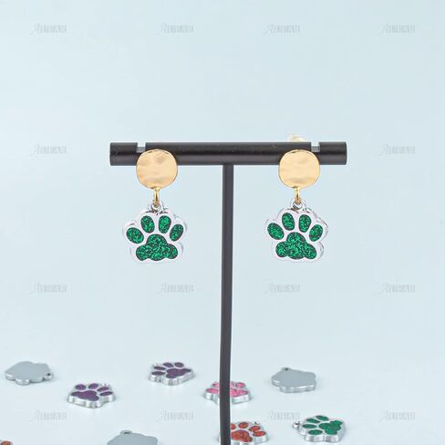 AUEAR, Animal Dog Cat Paw Print Charms Pendants Crystal Beads Glitter Footprint Snap Button for DIY Necklace Bracelet in Saudi Arabia