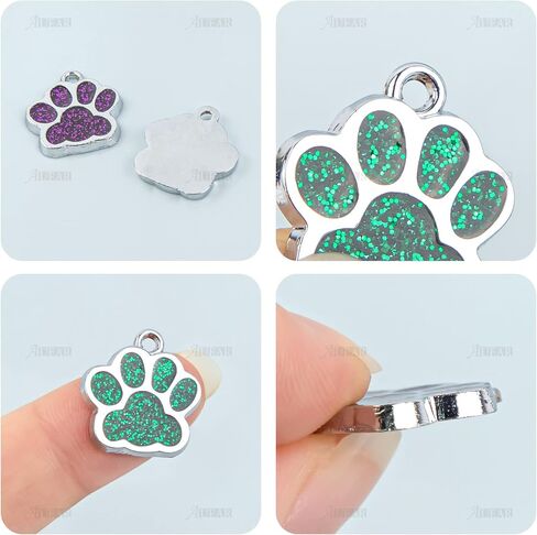 AUEAR, Animal Dog Cat Paw Print Charms Pendants Crystal Beads Glitter Footprint Snap Button for DIY Necklace Bracelet in Saudi Arabia