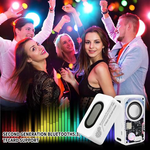 Bluetooth Speaker with RGB Lights,5W Small Wireless Speaker with Clear Sound - Gifts Ideas for Men/Women/Teenagers- Support TWS/TF Card,Portable&Transparent Design in Saudi Arabia