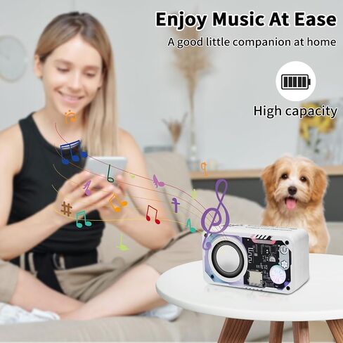 Bluetooth Speaker with RGB Lights,5W Small Wireless Speaker with Clear Sound - Gifts Ideas for Men/Women/Teenagers- Support TWS/TF Card,Portable&Transparent Design in Saudi Arabia