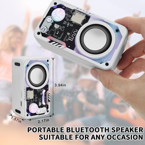 Bluetooth Speaker with RGB Lights,5W Small Wireless Speaker with Clear Sound - Gifts Ideas for Men/Women/Teenagers- Support TWS/TF Card,Portable&Transparent Design in Saudi Arabia