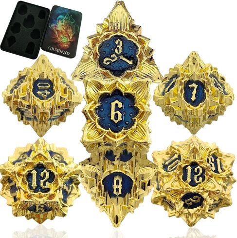 Metal Dice Set with Dice Bag and Organizer Gift Multi-Surface Large Dice Accessory for RPG Roleplaying Tabletop Game D20 D12 D10 D10% D8 D6 D4 Nickel Green in Saudi Arabia