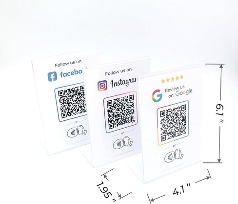 Facebook Followers Stand 4 x 6 inch - L Shape NFC & QR Tap Stand - for All Businesses - Easy Setup, All Phones Compatible - (White, 1 Stand) in Saudi Arabia