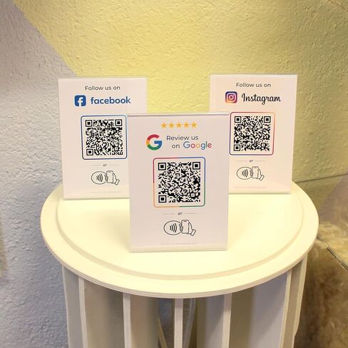 Facebook Followers Stand 4 x 6 inch - L Shape NFC & QR Tap Stand - for All Businesses - Easy Setup, All Phones Compatible - (White, 1 Stand) in Saudi Arabia