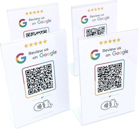 Facebook Followers Stand 4 x 6 inch - L Shape NFC & QR Tap Stand - for All Businesses - Easy Setup, All Phones Compatible - (White, 1 Stand) in Saudi Arabia