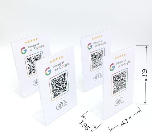 Facebook Followers Stand 4 x 6 inch - L Shape NFC & QR Tap Stand - for All Businesses - Easy Setup, All Phones Compatible - (White, 1 Stand) in Saudi Arabia