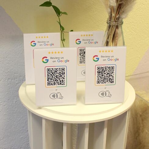 Facebook Followers Stand 4 x 6 inch - L Shape NFC & QR Tap Stand - for All Businesses - Easy Setup, All Phones Compatible - (White, 1 Stand) in Saudi Arabia