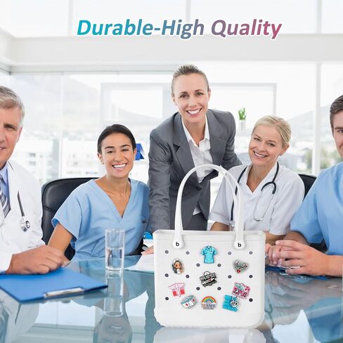 Odiwellan Nurse Accessories for Bogg Bag, Simply Southern Totes, and Similar Styles. Acrylic Cute Insert Charms for Rubber Beach Totes（Black in Kuwait