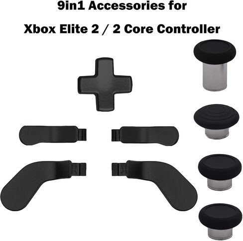 9in1 Elite 2 Controller Paddles for Xbox Elite Series 2/ Series 2 Core/ Series 1 Controller , Elite 2/ 2 Core/ 1 Controller Accessories Parts with 4 Paddles, 4 Thumbsticks, 1 Standard D-Pads (Red) in Saudi Arabia