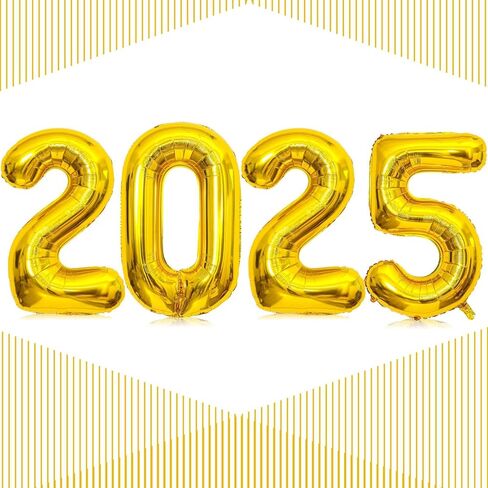 2025 Balloons, 16 Inch Gold 2025 Number Balloons, 2025 Gold Balloons,2025 New Year Gold Balloons for New Year Eve Party Supplies 2025, New Years 2025, Christmas, Graduations Decorations in Saudi Arabia