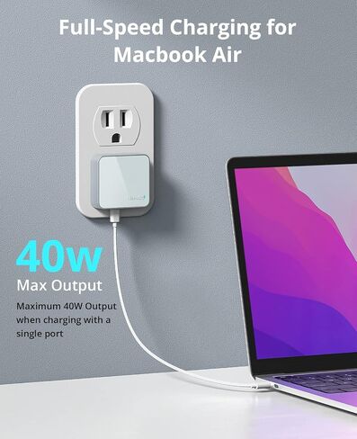 Nekmit Dual Port USB C Wall Charger, 40W PD Fast Charging USB C Wall Plug Adapter, Flat Thin Slim Charger Block for iPhone 14/14 Pro/14 Pro Max, Galaxy, MacBook Air, iPad, AirPods and More in Kuwait