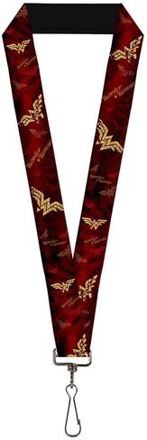 Buckle Down Lanyard-1.0"-Wonder Woman Logo/Text Scattered Rays Weath in Kuwait