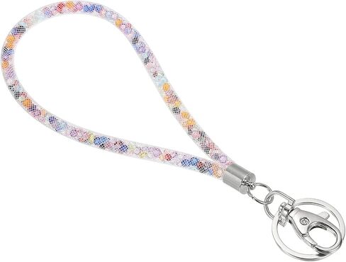 PATIKIL Wristlet Bling Keychain Lanyards, Crystal Lanyard Strap Wrist Colorful Keychain with Metal Clasp for ID Badge Holder Keys, White in Saudi Arabia