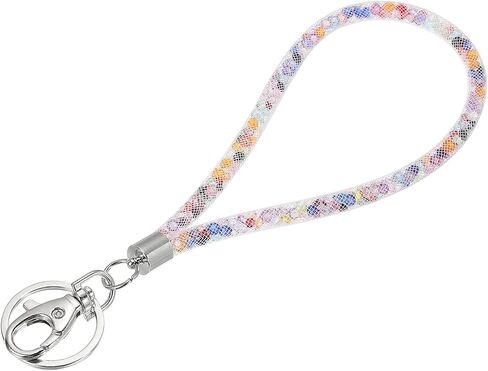PATIKIL Wristlet Bling Keychain Lanyards, Crystal Lanyard Strap Wrist Colorful Keychain with Metal Clasp for ID Badge Holder Keys, White in Saudi Arabia
