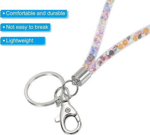 PATIKIL Wristlet Bling Keychain Lanyards, Crystal Lanyard Strap Wrist Colorful Keychain with Metal Clasp for ID Badge Holder Keys, White in Saudi Arabia