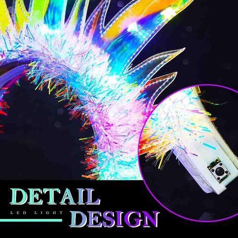 Zoestar Light Up Flame Headband Glowing Fire Hair Bands Sparkly Rave Costume Nightclub Hair Accessory for Women in Kuwait