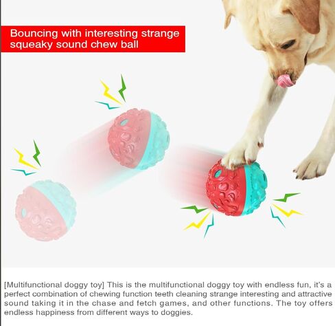 CYBERNOVA Interactive Dog Toys,Dog chew Ball, Fun Squeaky Sound Ball for Small Medium Large Breeds (red+Blue) in Saudi Arabia