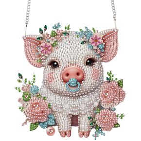 TDFERAN Diamond Painting Pendant DIY Flower Pig Diamond Art Ornament Kits Window Pendant, Diamond Painting Hanging, Diamond Painting Suncatcher, Diamond Art Hanging for Wall Home Decor