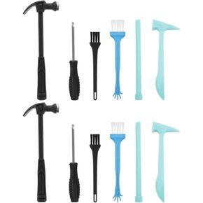 Toyvian Dinosaur Dig Tools Kit 4 مجموعات أدوات الحفر الأثرية مجموعة Dino Dig Toys Plastic Play Play Play Hammer Chisel Brush Kits Educational STEM Mets ، 18.50x6.50x1.70cm ، 5210h05afjr