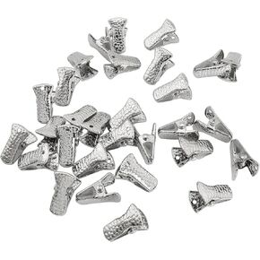 مقطع البلدغ المعدني 30pcs غطاء الوجه الفضي حبل المشابك المعدنية DIY لحاملي شارة هوية الحبل مجوهرات التمساح المشبك