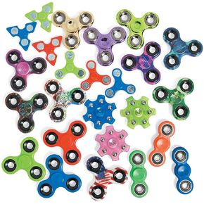 Fun Express Multicolor Plastic Fidget Spinner & Toy Assortment - Fun, Vibrant Fidget Toys for Kids, Great for Parties, Games, & Handouts - 100-Piece