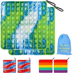 Soullife 6 Pack Big Size Push Pop Fidget Sensory Toys Bulk ، هدية عيد الحب للأطفال ، هدايا تخفيف الإجهاد للمراهقين الذين يفضلون حفلات البوب ​​، الهدايا السائبة للأطفال