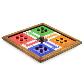Wooden Handmade 2 في 1 Ludo Magnetic Snakes and Ladders Travel Board Fun Game