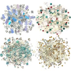 Buttons Galore Sparkletz Embellishments, Iridescent Diamonds, Half Pearls, Sequins & Seed Beads for Crafts- Snow