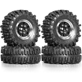 1.0 إطارات وعجلات Beadlock Rims 7mm Hex الإزاحة -2.5mm 1/24 1/18 إطارات all -terrain old 2.2 "لـ 1:24 1:18 RC الصخور الزاحف Car Axial SCX24 FMS AX24 FCX24 FCX18 TRX4M 4PCs (Silver)