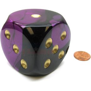 الجوزاء الأسود والأرجواني مع نقاط الذهب 50mm (2in) D6 Die Chessex
