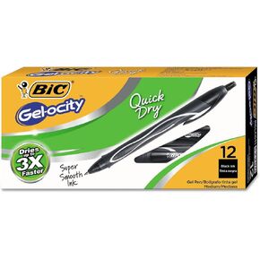 BIC RGLCG11BK-GEL-ECITY هلام جاف سريع قابل للسحب ، حبر أسود ، متوسط ​​، 1 دزينة