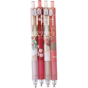 OKHOBBY 4 PCS Gel Ink Abens Flower Ambels قابل للسحب ، وأقلام هلام الحبر الأسود 0.5 مم ، مثالية لملوازات المكاتب.