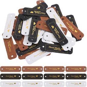 30 PCS Leather Tags للعناصر المصنوعة يدويًا ، مصنوعة يدويًا مع علامات الحب العلامات المصنوعة يدويًا لعلامات الخياطة الكروشيه للعناصر المصنوعة يدويًا لقبعات الحياكة الكروشيه DIY Craft Supplies