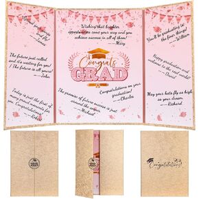 2025 Graduation Guestbook Alternative Gold and Pink Guest Book Class of 2025 Congrats Graduation Party Decorations Grad Party Signature Board Card for College High School Graduate Gifts
