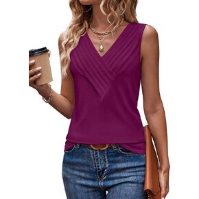 LYHIPSS Womens Summer Tank Tops V Neck Sleeveless Loose Fit Summer Casual T-Shirts Blouses