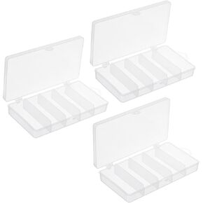 PATIKIL Fishing Tackle Box, 3 Pack 6.9 x 6 x 1.2 Inch Plastic 5 Grids Lure Bait Hooks Accessory Organizer Storage Container, Clear