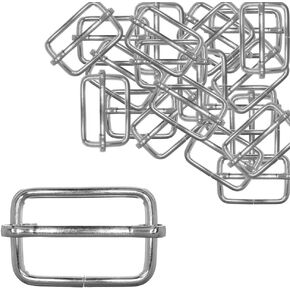 Craft County 30 Pack Slide Buckles 1 Inch Silver Metal Tri-Glide Slides - Adjustable Rectangle Webbing Slider - Tri-Glides for Purses, Bags, Suspenders, DIY Accessories, and More