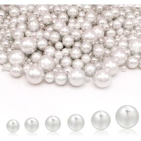 1580pcs اللؤلؤ لا حبات ثقب ، لؤلؤ 4-20 مم لصياغة ، حبات لؤلؤة أكبر أحجام متنوعة لؤلؤة مزيفة لصنع المجوهرات ، حشو المزهرية ، شموع العائمة المركزية (4/6/8/10/14/20 ملم)