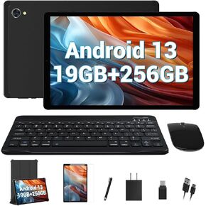 2025 Latest Tablet 10.4 inch Android 13 Tablets 19GB+256GB+1TB Expand, Octa-Core, 2K 2000 x 1200 Display,2.4G/5G WiFi, 8000mAh, BT 5.0, GPS Android Tablets Bundle-Gray