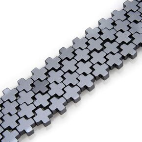 1 Strand Adabele Grade A Natural Black Hematite Healing Gemstone 10mm Cross Cross Beads Gem Gem Stone Spacer (37-39pcs) لصنع المجوهرات الحرفية GFC-H1