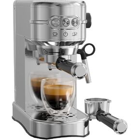 20Bar Espresso Machine - Coffee Maker with Foaming Steam Wand: 1450W Compact Semi-Automatic Espresso Maker with 35Oz Removable Water Tank for Latte, Cappuccino for Home Office