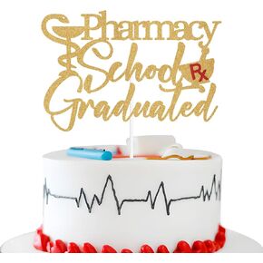 Pharmacy School Graduated Cake Topper, Congrats Pharmacist, Educated Drag Dealer, Pharmacy School Graduation Party Decorations Gold Glitter