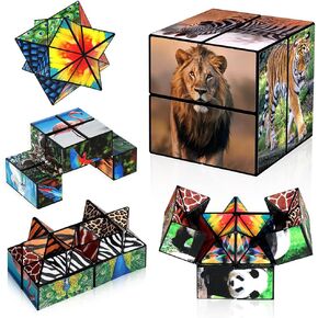 2 in 1 Star Cube Magic Cube Set, Infinity Cube Fidget Toy for Kids, Animal Toys for Ages 8-13, Travel Yoshimoto Cube for 6 7 8 9 10 11 Year-Old Boy Girls Gifts