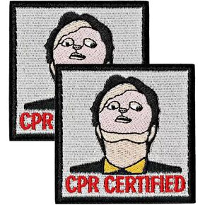 2 PCS AliPlus CPR Certified Patches Funny Embroidered Tactical Military Morale Patch Applique Fastener Hook and Loop