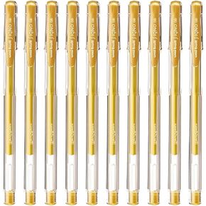 Uni-Ball Signo Standard Snap Cap Cap حبر الحبر القلم ، 0.8 ملم متوسط ​​، حبر الذهب ، UM100.25 ، حزمة 10