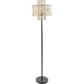 Cyndi Rattan Floor Lamp, Black 15" L x 15" W x 64" H in