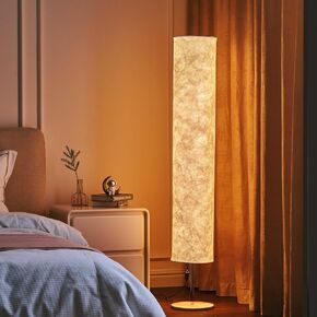 YIEONSHION Soft Light Floor Lamp, 60" Simple Design Morden Slim Warm Light 3000K LED Tyvek Fabric Shade Standing Lamp for Living Room Bedroom Game Room (L/60inch, Normal)