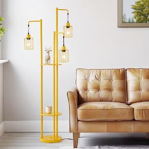 مصباح أرضي قابلاً ل dimmable مع صينية ， مصباح أرضية مزرعة صناعية قابلة للتعديل ， 3 مصباح رفيع طويل القامة لغرفة المعيشة وغرفة النوم والمكتب （المصابيح المشمولة）