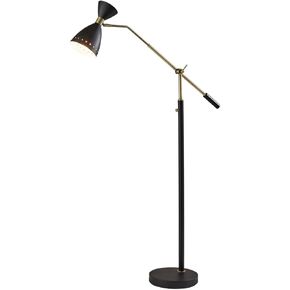 Adesso 4284-01 مصباح أرضي قابل للتعديل أوسكار ، 66 بوصة ، 40W ، أسود ث/نحاس عتيق ، إضاءة داخلية واحدة