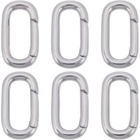 Sunnyclue 1 Box 6pcs Spring Rings Oval Rings Carabiner Ring Silver Trigger Gate Gate keysain clasp clasp brass clip clip snap hook buckle for pres